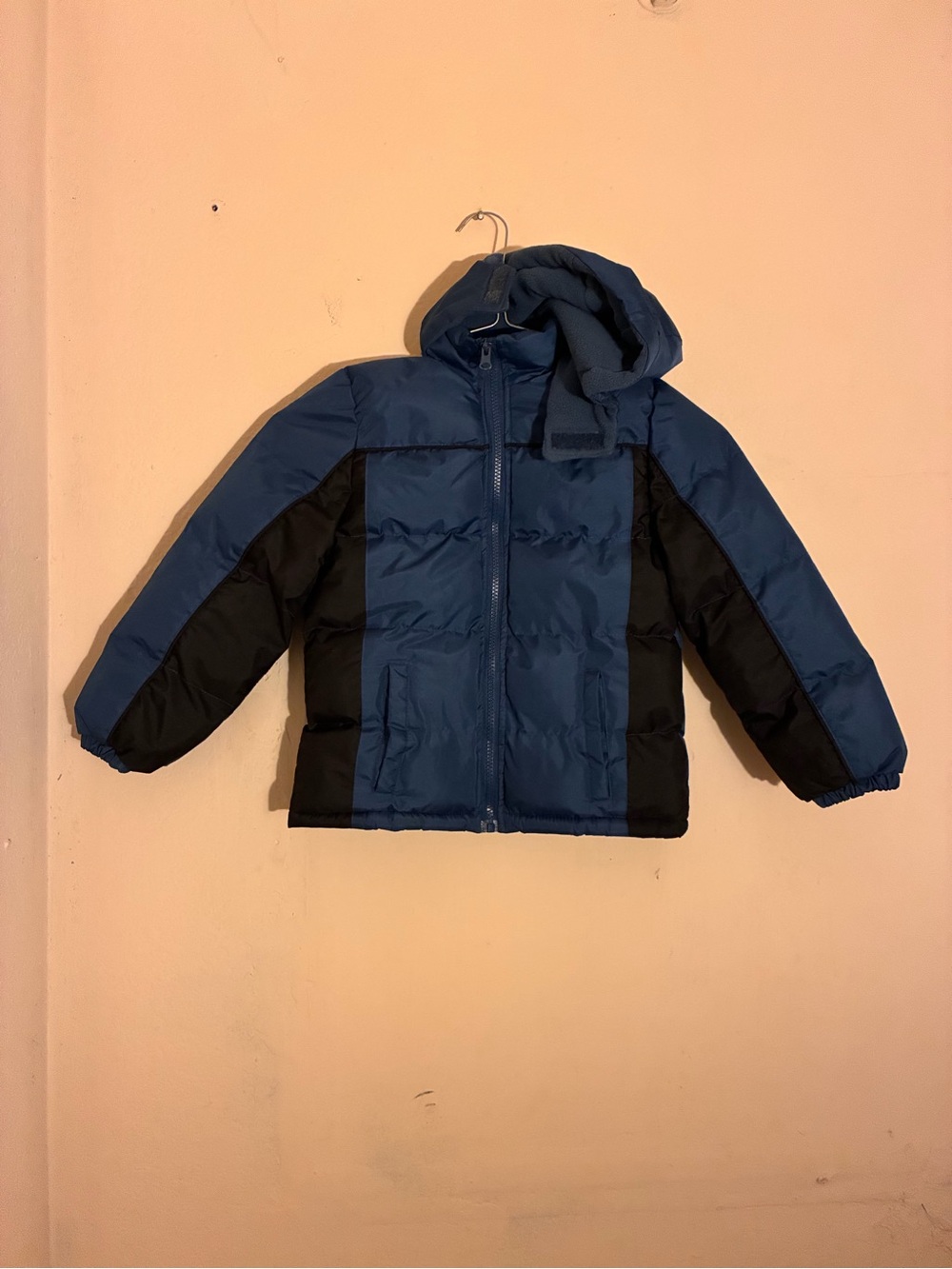Kids Hooded Puffer Jacket - Blue & Black